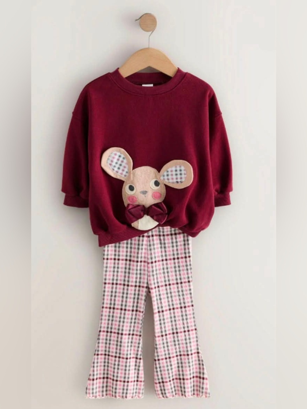 NWT Next girls' 2-piece outfit featuring a rich burgundy Sz 2-3 year